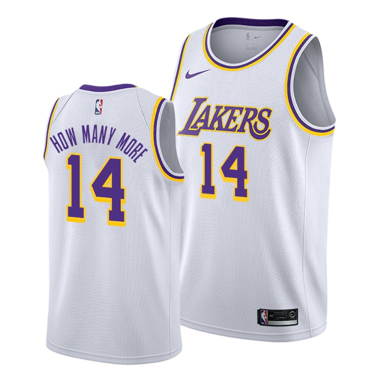 Men's Los Angeles Lakers Danny Green #14 NBA How Many More 2020 Association Social Justice White Basketball Jersey QMQ4283GI